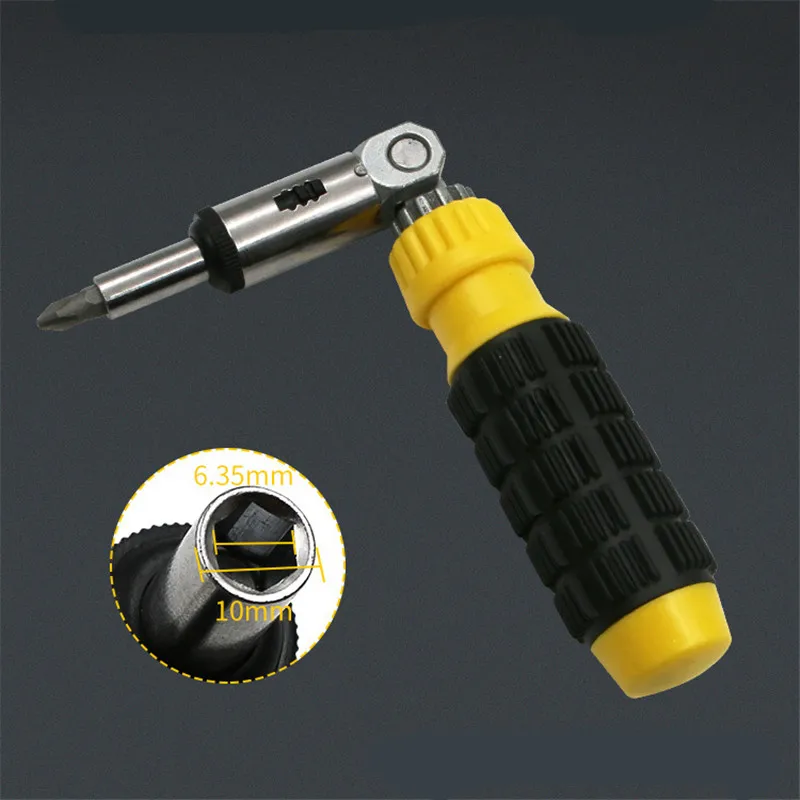 Yellow Round Handle Ratchet Screwdriver Angle 6.35 Screw Wrench Variable Degrees Can Be Turned Left and Right Socket Hexagon
Yellow Round Handle Ratchet Screwdriver Angle 6.35 Screw Wrench Variable Degrees Can Be Turned Left and Right Socket Hexagon