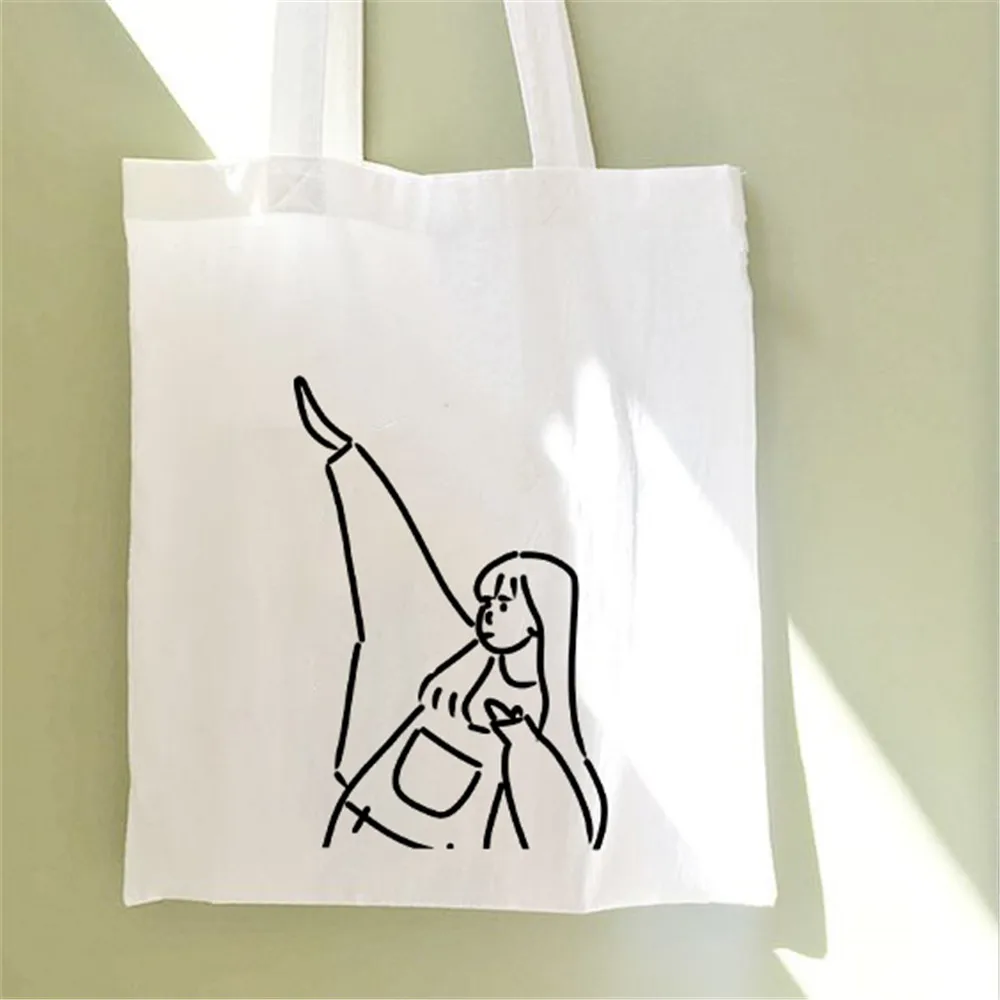 Cartoon Women Shopper Bag Kawaii Line girl Print Casual Canvas Bag Ladies Shopping Bag Handbag Reusable Large Capacity Tote Bags
Cartoon Women Shopper Bag Kawaii Line girl Print Casual Canvas Bag Ladies Shopping Bag Handbag Reusable Large Capacity Tote Bags