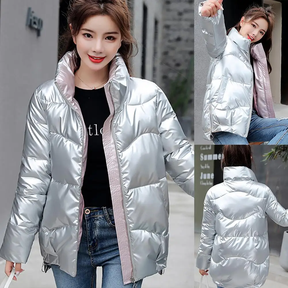 Fashion Women Autumn Winter Down Bread Jacket Glossy Stand Collar Jacket Cotton Liner Leisure Thicken Down Coat
Fashion Women Autumn Winter Down Bread Jacket Glossy Stand Collar Jacket Cotton Liner Leisure Thicken Down Coat