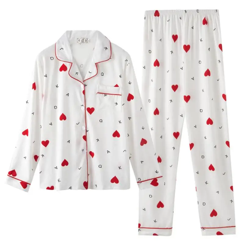 Casual Fashion Ladies Loose Lapel Printed Long-Sleeved Trousers Cute Pajamas 2/pce Set
Casual Fashion Ladies Loose Lapel Printed Long-Sleeved Trousers Cute Pajamas 2/pce Set