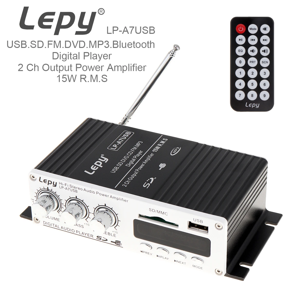 DC12V 5A автомобильный аудио усилитель Bluetooth мини Hi Fi стерео USB SD DVD CD FM MP3 с пультом