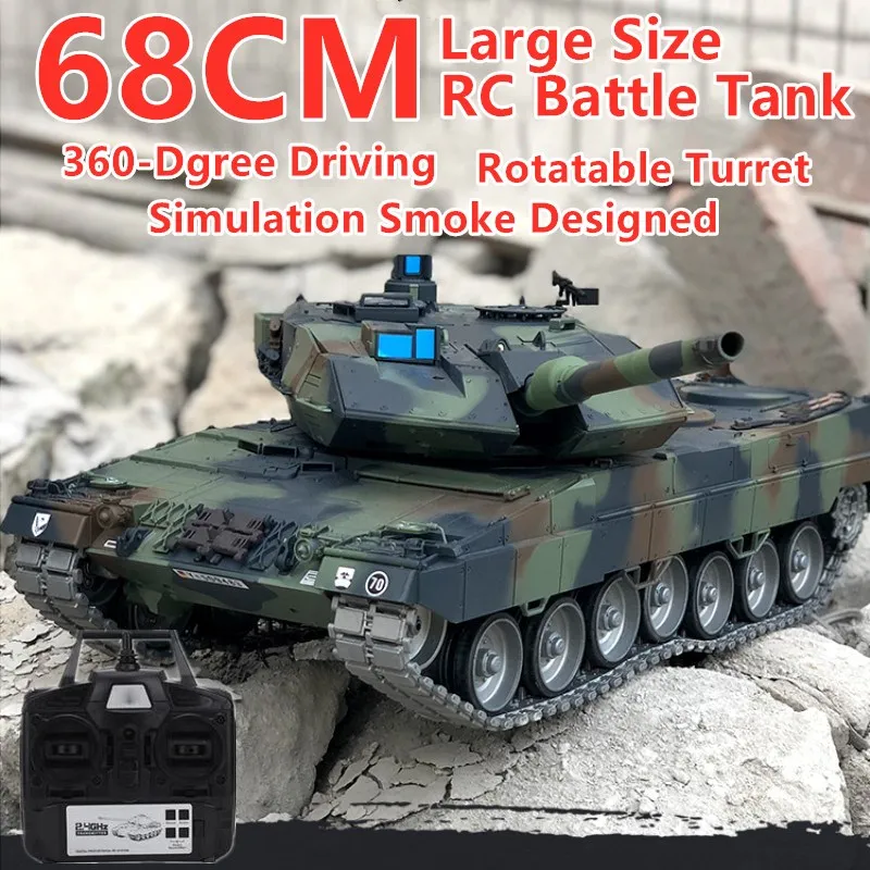 Большой симулятор RC боевой танк 68 см 30 минут Срок службы батареи 2 4G вращающийся