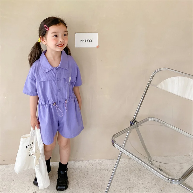 2021 Summer new children one piece clothing baby girls purple short sleeve jumpsuits kids cotton loose drawstring waist rompers
2021 Summer new children one piece clothing baby girls purple short sleeve jumpsuits kids cotton loose drawstring waist rompers