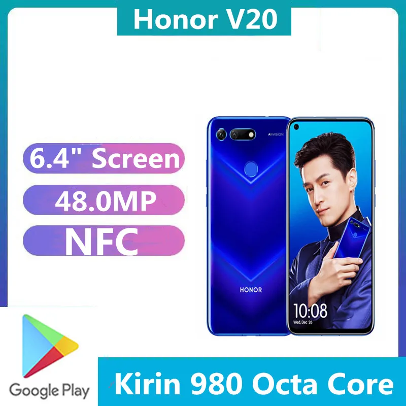 Смартфон Honor V20 View 20 телефон Android 22 5 W зарядное устройство экран 6 4 дюйма Kirin 980 48 МП