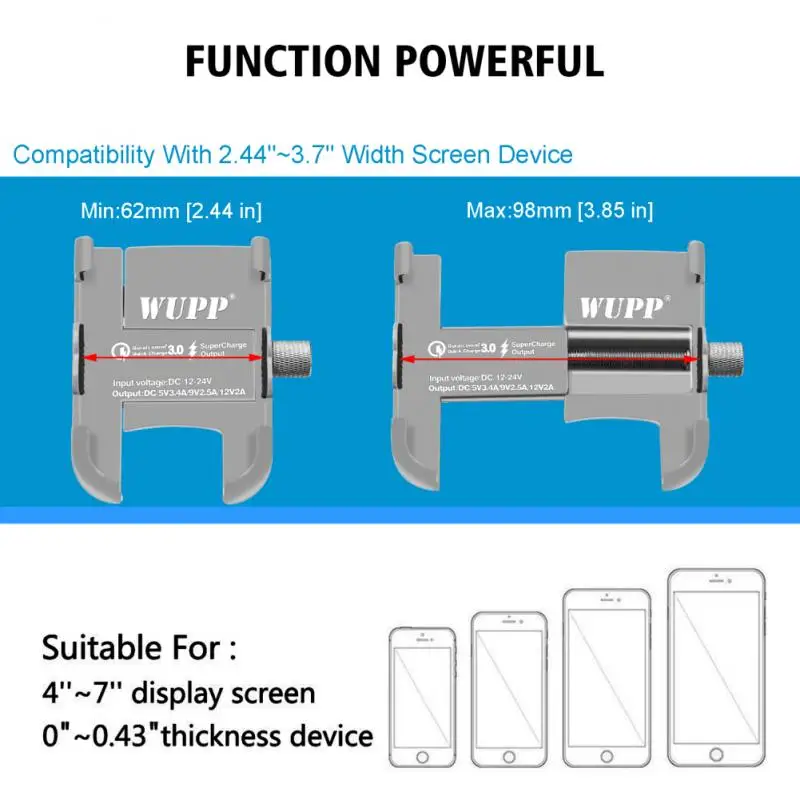 Aluminum Motorcycle Motorbike Handlebar GPS Cell Phone Holder Mount USB QC3.0 Fast Charging With Switch Phone Racks Bracket 
Aluminum Motorcycle Motorbike Handlebar GPS Cell Phone Holder Mount USB QC3.0 Fast Charging With Switch Phone Racks Bracket