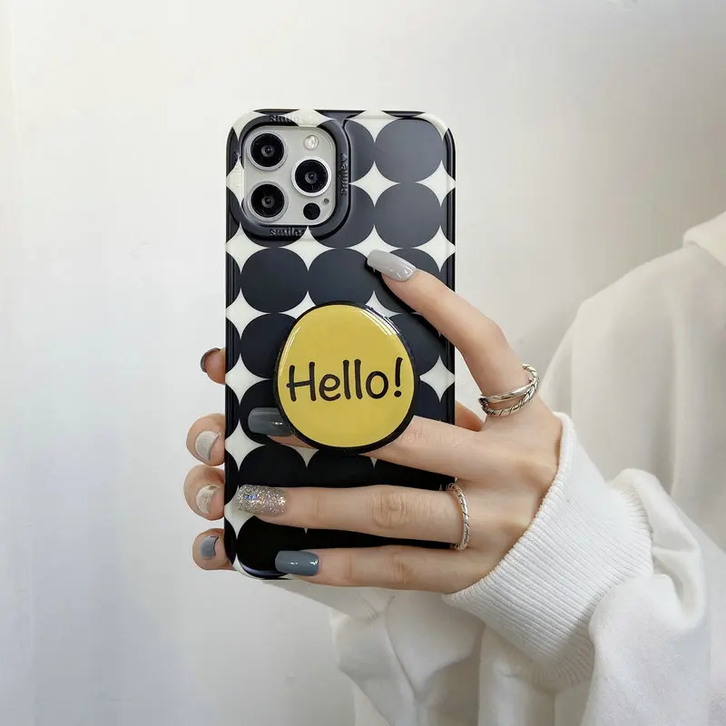 Korea Black Wave Point Hello Stand Holder TPU Phone Case For iPhone 13 12 11 Pro Max XS XR X 7 8 Plus Shockproof Soft Back Cover
Korea Black Wave Point Hello Stand Holder TPU Phone Case For iPhone 13 12 11 Pro Max XS XR X 7 8 Plus Shockproof Soft Back Cover