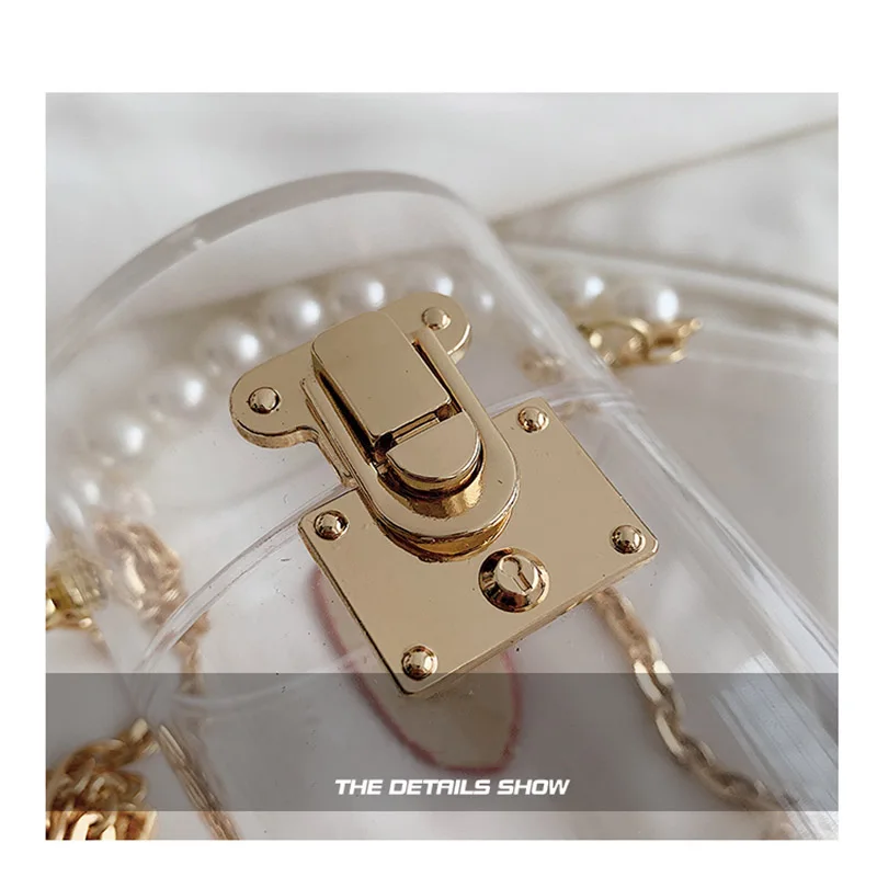 Mini Women's High Quality Transparent Crossbody Bag Female Luxury Designer Pearl Handbag Chain Shoulder Messenger Bags Purse
Mini Women's High Quality Transparent Crossbody Bag Female Luxury Designer Pearl Handbag Chain Shoulder Messenger Bags Purse