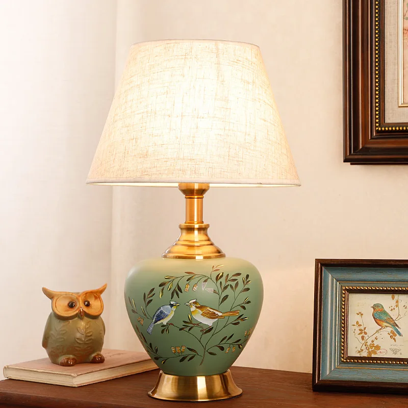Classical Simple Ceramic Table Lamp Chinese Hand-Painted Flower Bird Green Bedroom Livingroom Decoration LED E27 Desk Lighting
Classical Simple Ceramic Table Lamp Chinese Hand-Painted Flower Bird Green Bedroom Livingroom Decoration LED E27 Desk Lighting