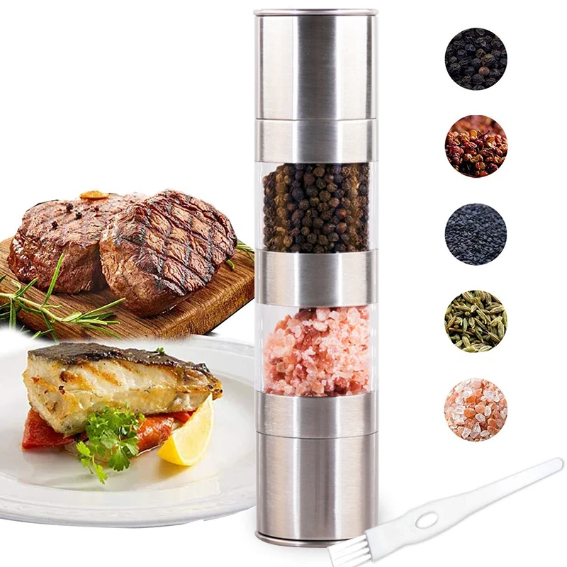 2020New Salt and Pepper 2 in 1 Adjustable Ceramic Pepper Mill Salt Grinder Stainless Steel Spice Grinder for Home Restaurant
2020New Salt and Pepper 2 in 1 Adjustable Ceramic Pepper Mill Salt Grinder Stainless Steel Spice Grinder for Home Restaurant