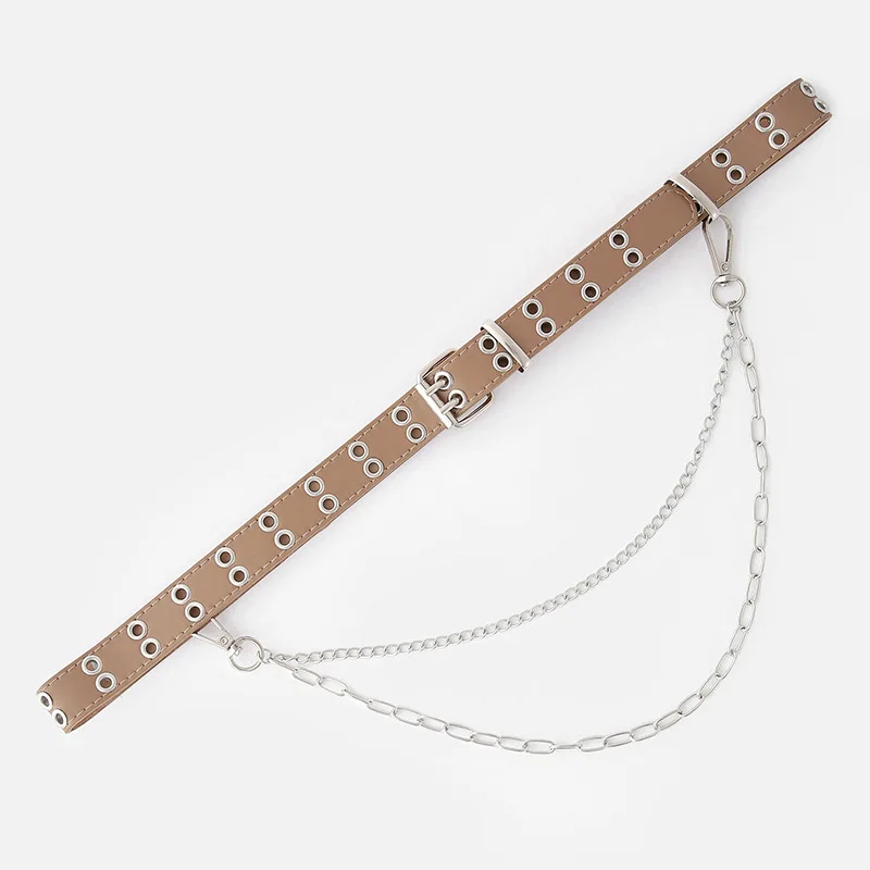New Punk Two Row Chain Belt Women Men Fashion Eyelet Pu Thin Pin Buckle Belts Female 2021 Jeans Designer Waistband
New Punk Two Row Chain Belt Women Men Fashion Eyelet Pu Thin Pin Buckle Belts Female 2021 Jeans Designer Waistband