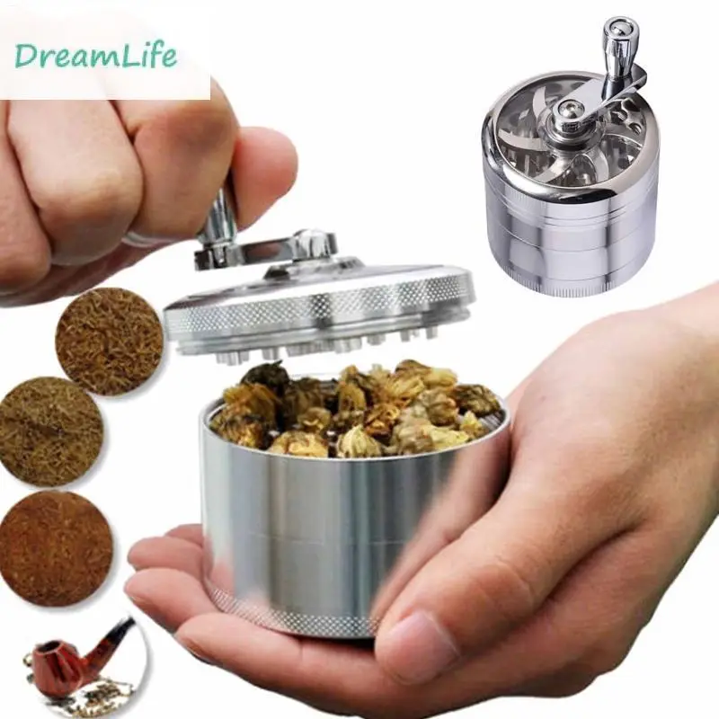 

4 Layers Tobacco Spice Weeds Grass Herb Mill Crusher Cigarette Cigar Grinder Mill Pollinator Smoking Accessories Color Random