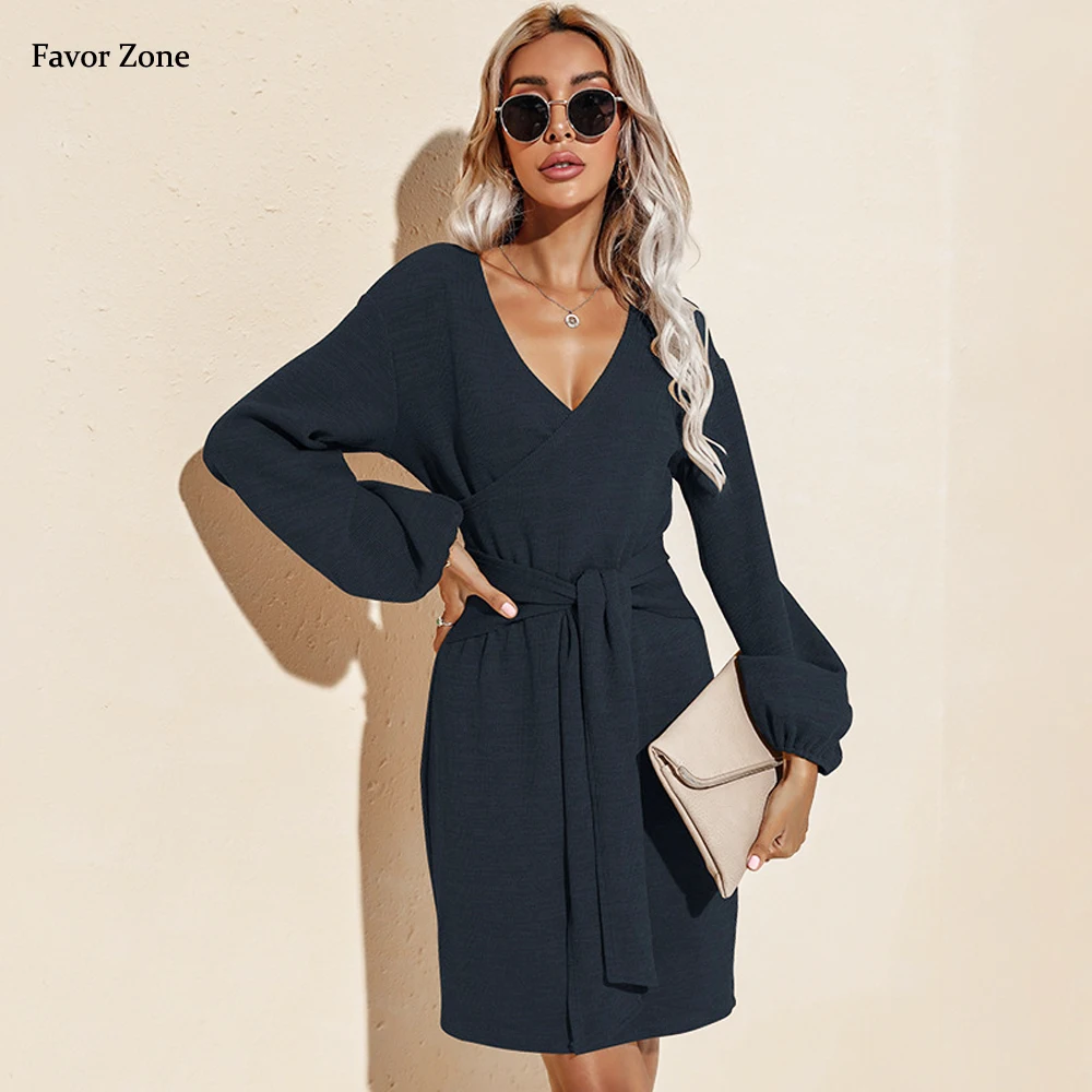 Autumn Winter Long Sleeve Elegant Mini Casual Dresses Women 2021 Sexy Knitted Cross V-neck Sashes Solid Color Slim Dress Female
Autumn Winter Long Sleeve Elegant Mini Casual Dresses Women 2021 Sexy Knitted Cross V-neck Sashes Solid Color Slim Dress Female
