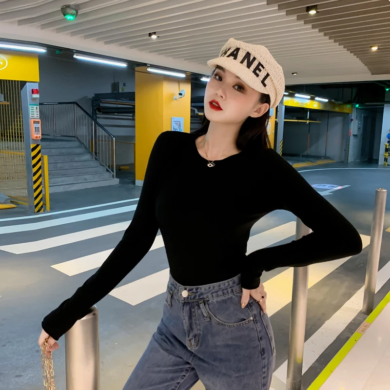 good quality women clothing latest 2020 spring autumn winter korean pure color black white tight elastic sweaters female A5298
good quality women clothing latest 2020 spring autumn winter korean pure color black white tight elastic sweaters female A5298