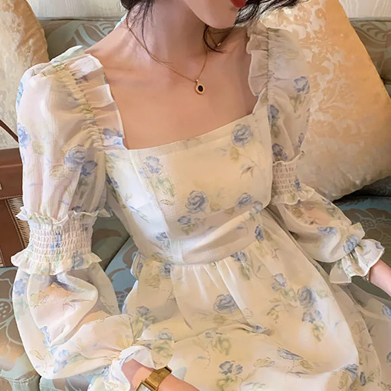 Korea One Piece Dress Fairy Floral Midi Dress Women Puff Sleeve Elegant Vintage Dress Female Party Dress Office Lady 2021 Summer
Korea One Piece Dress Fairy Floral Midi Dress Women Puff Sleeve Elegant Vintage Dress Female Party Dress Office Lady 2021 Summer