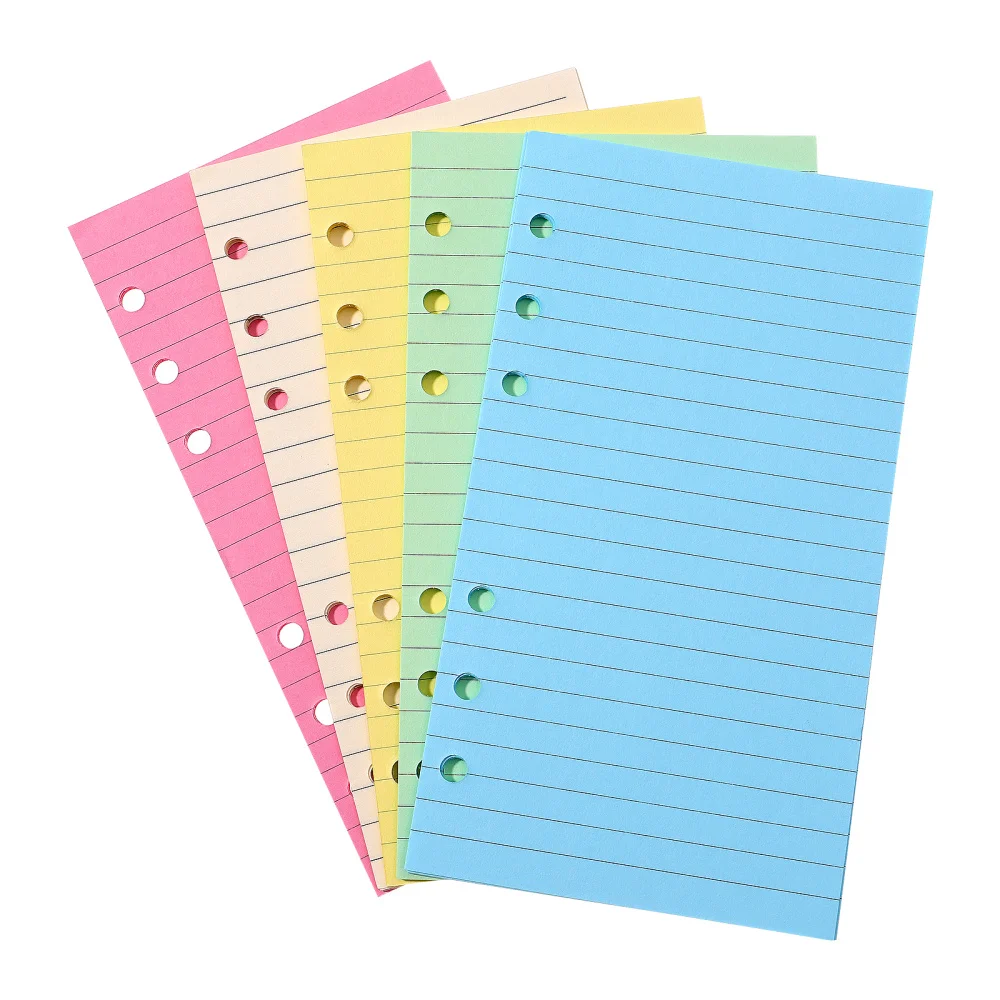 

STOBOK 6-Hole Punched Ruled Paper Refills 50 Pages Inserts for Loose Leaf Binder Notebook