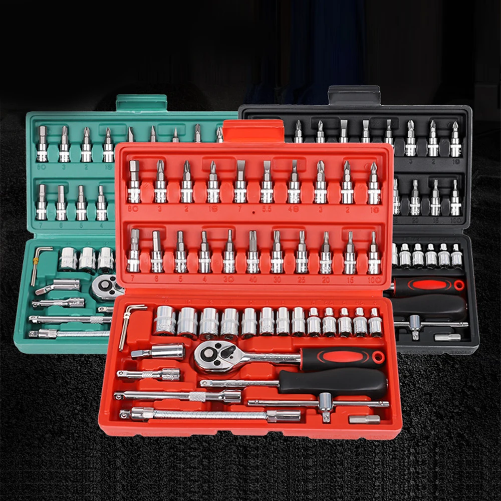 Auto Repair Tool Set 46PCS Multi-Functional Wear-Resistant Anti-Rust Strong Ratchet Socket Wrench Tool For Bicyle And Motorcycle
Auto Repair Tool Set 46PCS Multi-Functional Wear-Resistant Anti-Rust Strong Ratchet Socket Wrench Tool For Bicyle And Motorcycle