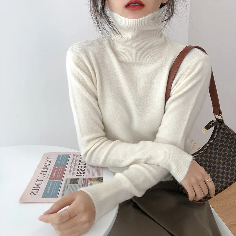 Мягкий теплый свитер с высоким воротником, Женская осенне-зимняя верхняя одежда, плотный пуловер, корейское свободное вязаное пальто, свите... 
Мягкий теплый свитер с высоким воротником, Женская осенне-зимняя верхняя одежда, плотный пуловер, корейское свободное вязаное пальто, свите...