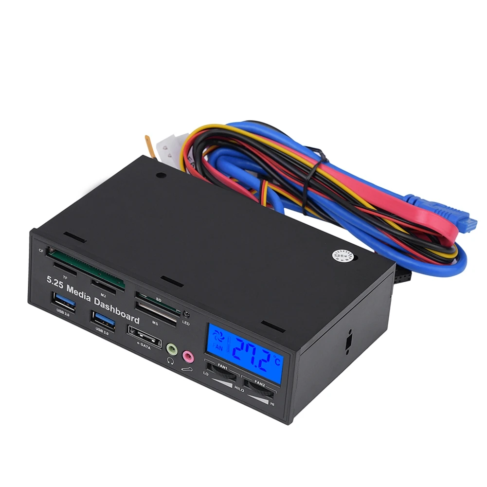 5.25in Multifuntion Media Dashboard Front Panel 2 USB 3.0 Hub Card Reader with LCD Display Suitable for Desktop Computer
5.25in Multifuntion Media Dashboard Front Panel 2 USB 3.0 Hub Card Reader with LCD Display Suitable for Desktop Computer
