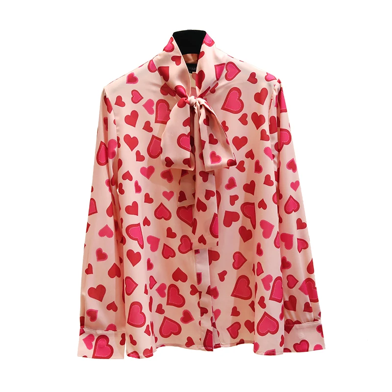 Bow Lace-up Turn-down Collar Chiffon Shirt Women's Heart Printing Korean Style Blouse Spring Clothes 2021 Women's Fashion Tops
Bow Lace-up Turn-down Collar Chiffon Shirt Women's Heart Printing Korean Style Blouse Spring Clothes 2021 Women's Fashion Tops