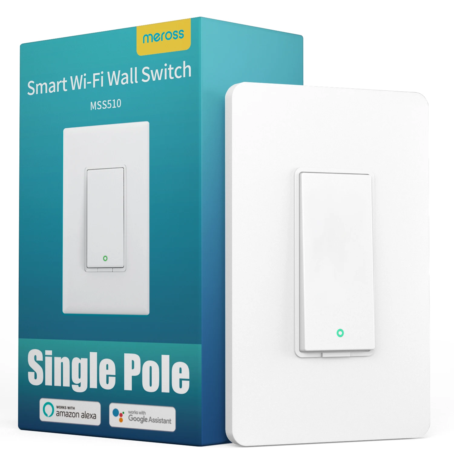 Настенный выключатель Smart WiFi однополюсный работает с Amazon Alexa Google Assistant и SmartThings