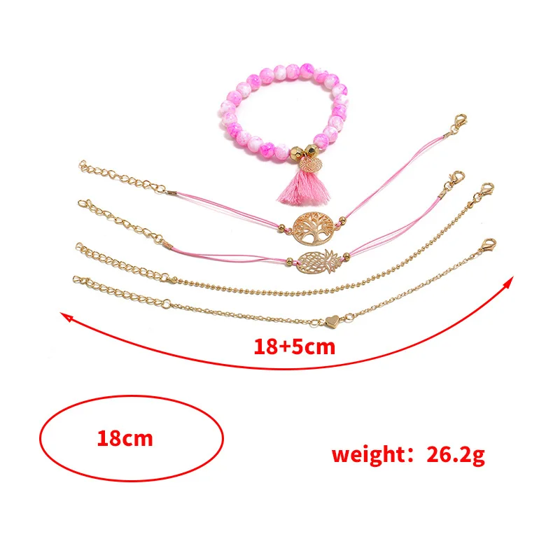 5pcs/set Summer Bohemia Pink Beaded Cotton Tassel Pendant Bracelets For Women Fashion Metal Fruit Heart Chain Bracelet Jewelry
5pcs/set Summer Bohemia Pink Beaded Cotton Tassel Pendant Bracelets For Women Fashion Metal Fruit Heart Chain Bracelet Jewelry