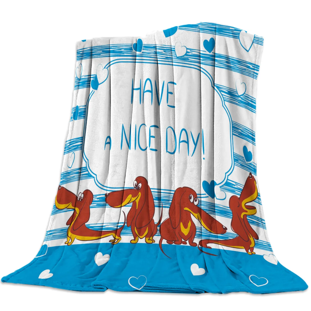 Animal Sausage Dog Love Blue Stripes Flannel Blanket Soft Throw Blanket Warm Microfiber Blankets for Beds Office Sofa Items
Animal Sausage Dog Love Blue Stripes Flannel Blanket Soft Throw Blanket Warm Microfiber Blankets for Beds Office Sofa Items