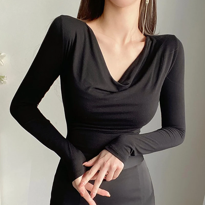 T Shirt Women Clothes Korean Style Slim T Shirts Autumn Sexy V Neck Tshirt Cotton Long Sleeve Tops Tee Shirt Femme Poleras Mujer 
T Shirt Women Clothes Korean Style Slim T Shirts Autumn Sexy V Neck Tshirt Cotton Long Sleeve Tops Tee Shirt Femme Poleras Mujer