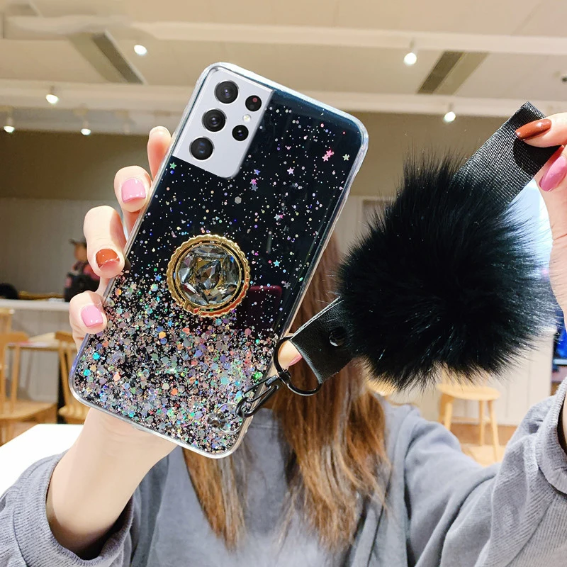 For Samsung S21 Ultra Case Bling Glitter Phone Stand Cover Samsung S21 Plus FE S21Ultra S 21 S2 1 Case With Hairball Bumper Capa
For Samsung S21 Ultra Case Bling Glitter Phone Stand Cover Samsung S21 Plus FE S21Ultra S 21 S2 1 Case With Hairball Bumper Capa