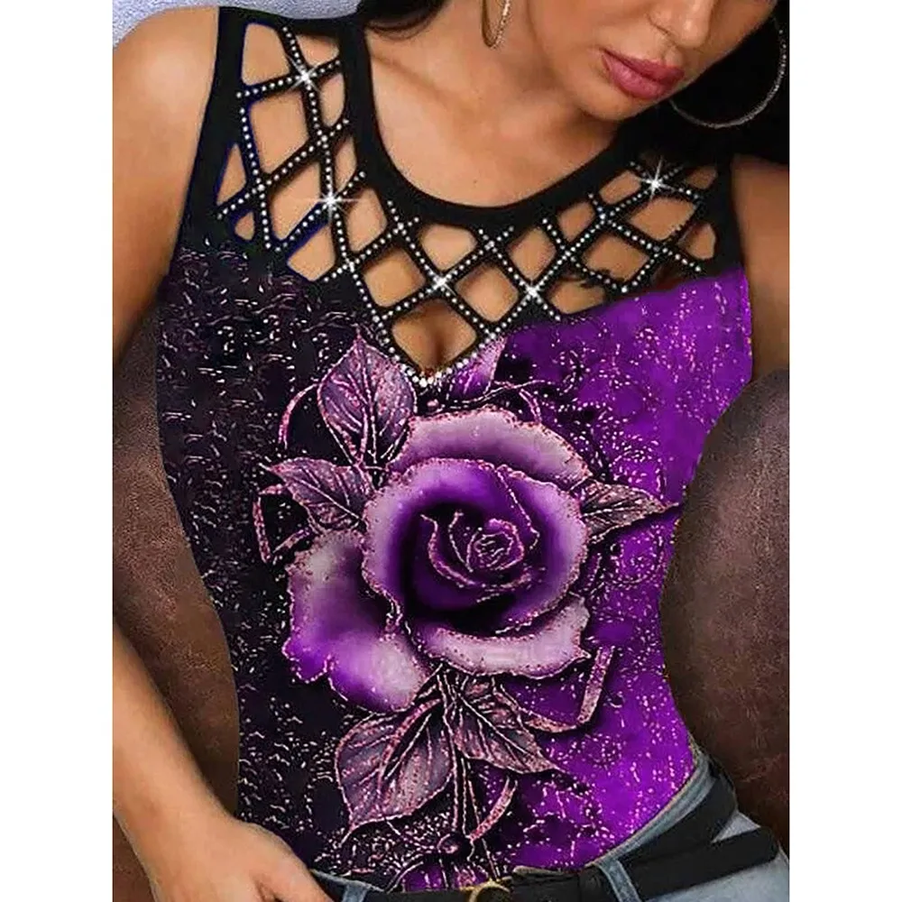 Summer Casual Multicolor Rose Print Loose Sleeveless Mesh Floral T-shirt 2021 Fashion Street Hipster Pullover Tunic Tops Female
Summer Casual Multicolor Rose Print Loose Sleeveless Mesh Floral T-shirt 2021 Fashion Street Hipster Pullover Tunic Tops Female