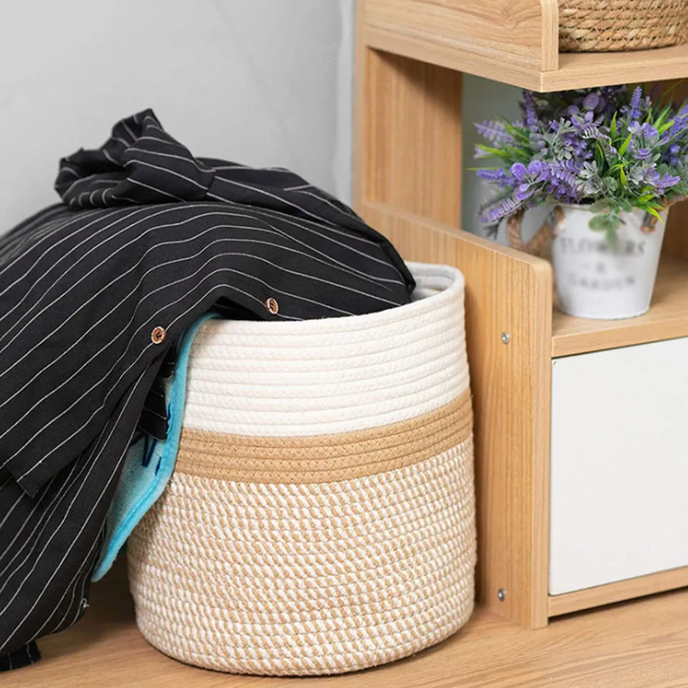 Woven Cotton Rope Storage Basket Daily Use Simple Design Round Shape Durable For Office/Home/Nursery Organizer Baskets
Woven Cotton Rope Storage Basket Daily Use Simple Design Round Shape Durable For Office/Home/Nursery Organizer Baskets