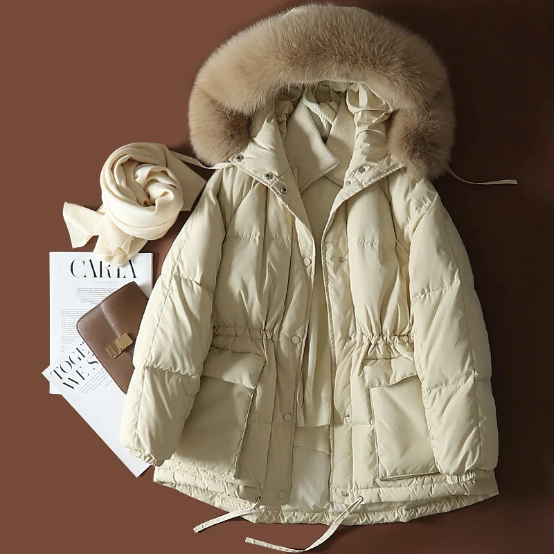 2021 Natural Fox Fur Hooded Winter Down Coat Women 80% White Duck Down Jacket Thick Warm Parkas Female Outerwear
2021 Natural Fox Fur Hooded Winter Down Coat Women 80% White Duck Down Jacket Thick Warm Parkas Female Outerwear