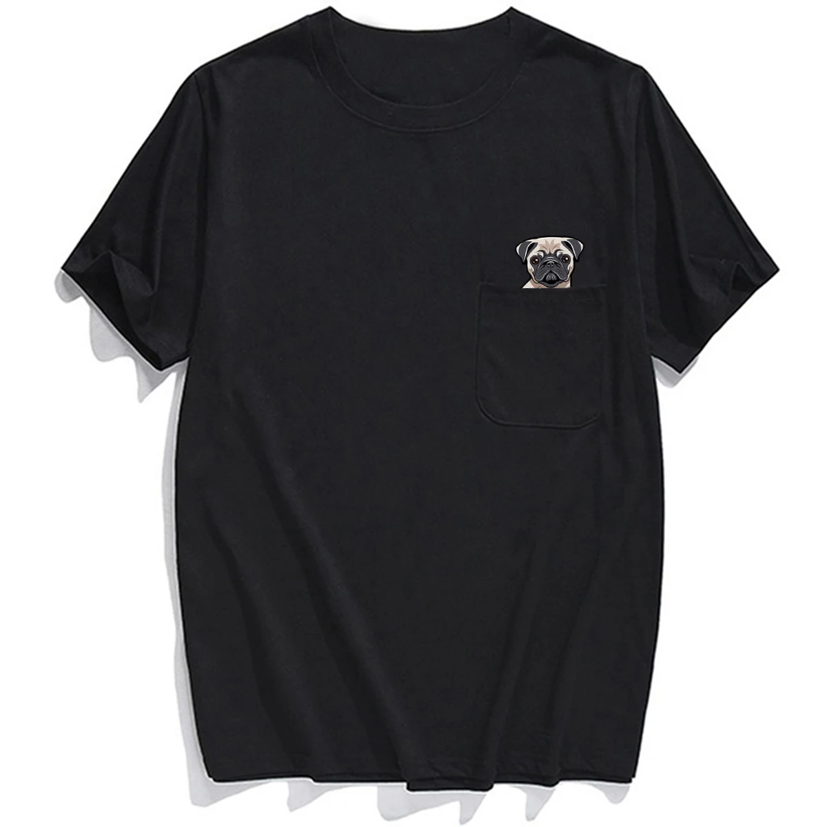 Забавная футболка модная брендовая летняя с карманом и принтом собаки мужские