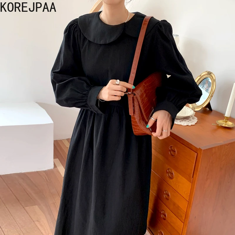 Korejpaa Women Dress 2021 Autumn Korea Sweet Temperament Ladies Asymmetrical Doll Collar High Waist Bubble Sleeves Vestidos
Korejpaa Women Dress 2021 Autumn Korea Sweet Temperament Ladies Asymmetrical Doll Collar High Waist Bubble Sleeves Vestidos