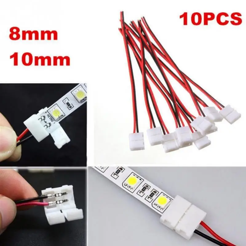 10Pcs/lot Led Strip Connectors 2 Pin 8 mm No Soldering Power Wire Connector 2 Pin For 3528 Led Strip Wire PCB Ribbon Accessories
10Pcs/lot Led Strip Connectors 2 Pin 8 mm No Soldering Power Wire Connector 2 Pin For 3528 Led Strip Wire PCB Ribbon Accessories
