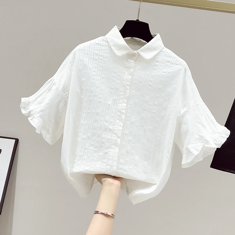 New 2022 Summer Fashion Women's Flare Short Sleeves Turn Down Collar Shirt Students Girls Ladies Casual Shirts Tops
New 2022 Summer Fashion Women's Flare Short Sleeves Turn Down Collar Shirt Students Girls Ladies Casual Shirts Tops