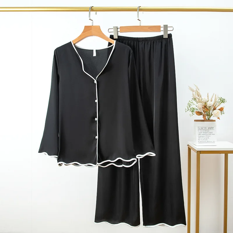 New 2 Pieces Women Pajamas Sets Ice Silk Satin Print Long-sleeved Blouse Pants Sleepwear Sexy Casual Outside Nightwear Homewear
New 2 Pieces Women Pajamas Sets Ice Silk Satin Print Long-sleeved Blouse Pants Sleepwear Sexy Casual Outside Nightwear Homewear