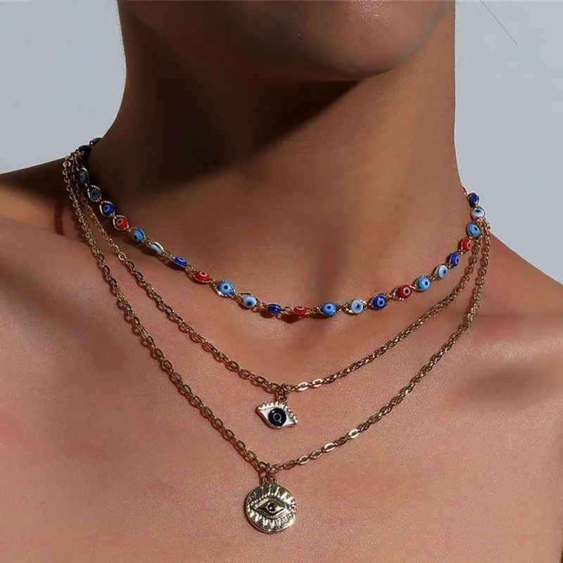 Fashion Turkish Evil Eyes Multilayer Necklaces For Women Bohemian Vintage Devil Pendant Necklaces Choker Beads Party Jewelry New
Fashion Turkish Evil Eyes Multilayer Necklaces For Women Bohemian Vintage Devil Pendant Necklaces Choker Beads Party Jewelry New