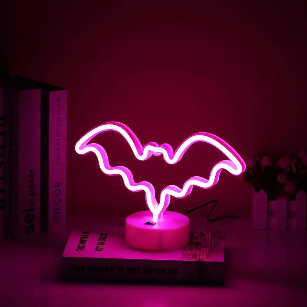 Pink Bat Shape with Base Stand Neon Lamp Cute Table Light for Children LED Cute Neon Signs USB/Battery Powered Neon Night Light 
Pink Bat Shape with Base Stand Neon Lamp Cute Table Light for Children LED Cute Neon Signs USB/Battery Powered Neon Night Light
