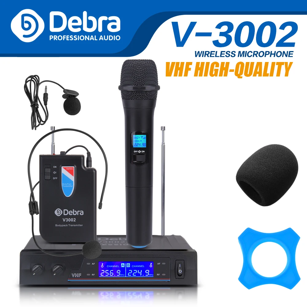 Беспроводная микрофонная система Debra Audio V3002 VHF с ручным петличным микрофоном и гарнитурой для церкви, свадьбы, караоке! 
Беспроводная микрофонная система Debra Audio V3002 VHF с ручным петличным микрофоном и гарнитурой для церкви, свадьбы, караоке!