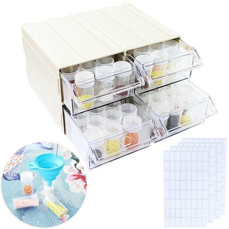

4 Colors Diamond Mosaic Bead Storage Jewelry Container Separate Grid Drawer Box Detachable Organizer Multi-layer Function Case