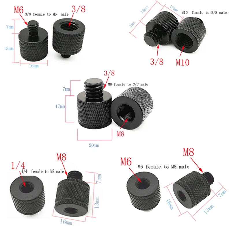 1/4 or 3/8 to M6 M8 M10 Male to Female Screw Mount Adapter Tripod Plate Screw for SLR camera photography accessories
1/4 or 3/8 to M6 M8 M10 Male to Female Screw Mount Adapter Tripod Plate Screw for SLR camera photography accessories
