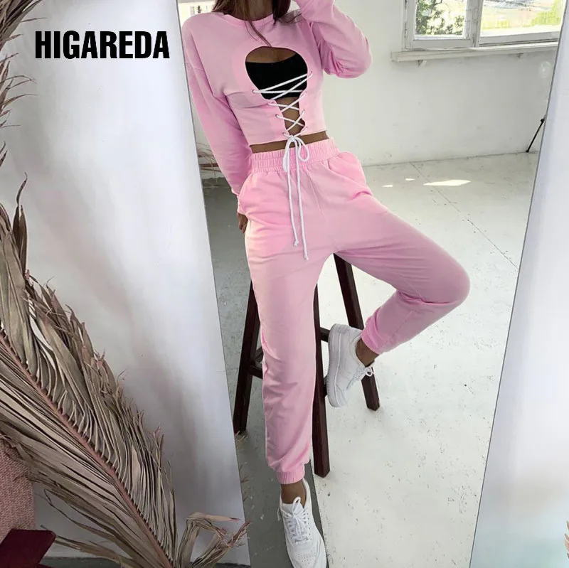 HIGAREDA 2020 Long Sleeve Cut Out Bandage Sexy Crop Sweatshirts Sweatpants 2 Piece Set Autumn Winter Women Casual Tracksuit
HIGAREDA 2020 Long Sleeve Cut Out Bandage Sexy Crop Sweatshirts Sweatpants 2 Piece Set Autumn Winter Women Casual Tracksuit
