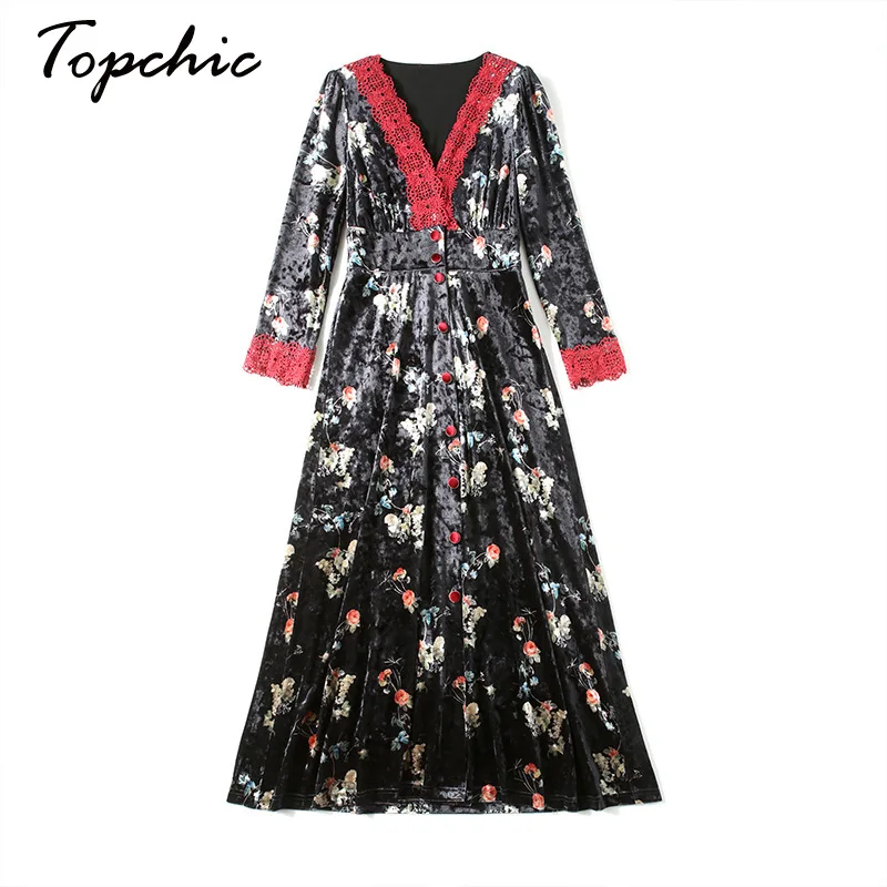 High Quality Runway Designers Vintage V-neck Long Sleeve Lace Patchwork Velvet Maxi Dresses For Women 2021 Autumn Winter Dress
High Quality Runway Designers Vintage V-neck Long Sleeve Lace Patchwork Velvet Maxi Dresses For Women 2021 Autumn Winter Dress