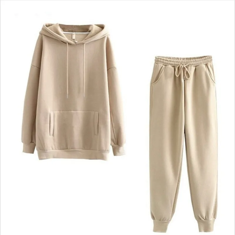 Autumn Winter Fleece Hoodies casual pure color sweatshirt Two Piece Sets Woman Tracksuits Jogger Pants Woman Sports Suits
Autumn Winter Fleece Hoodies casual pure color sweatshirt Two Piece Sets Woman Tracksuits Jogger Pants Woman Sports Suits