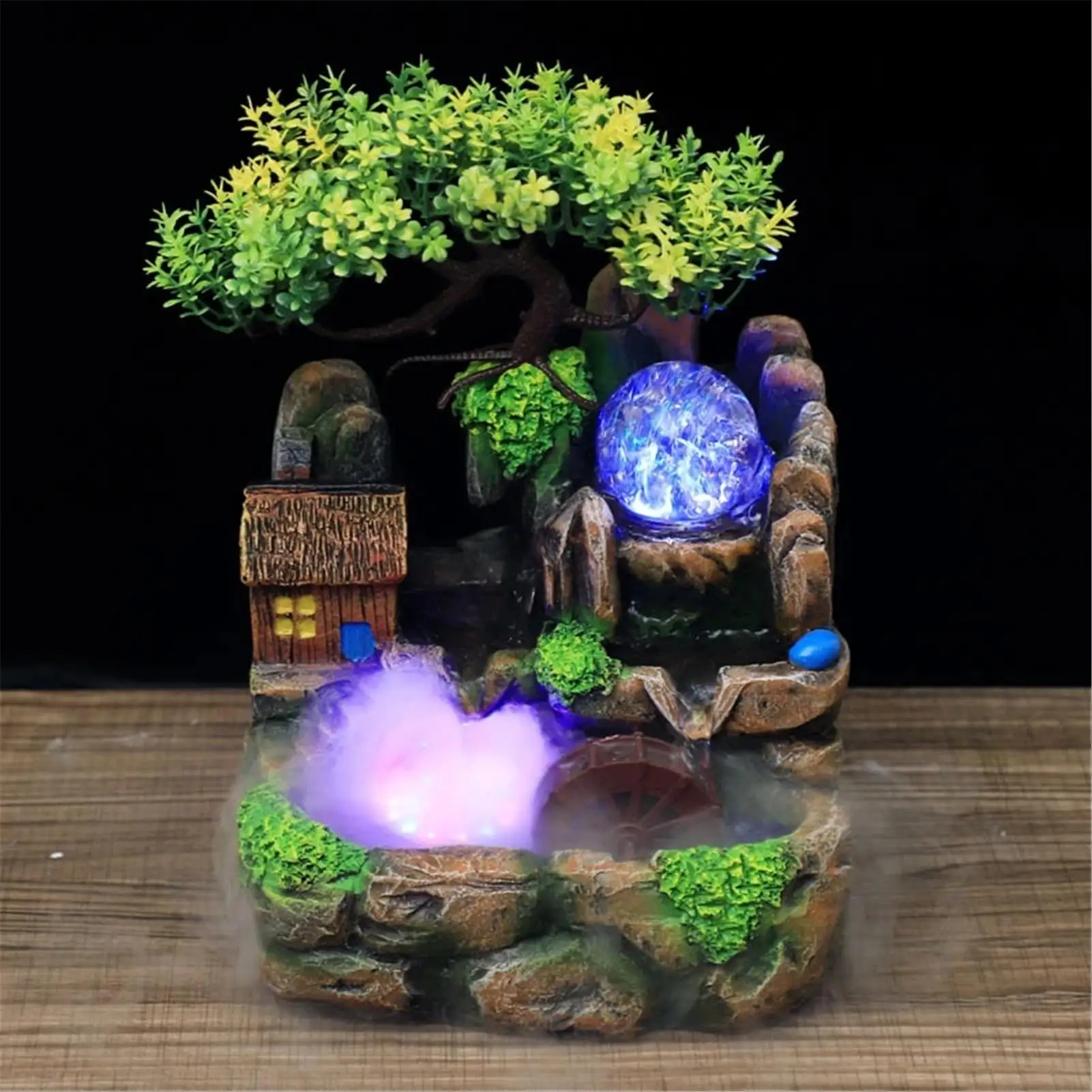 Led Lights Resin Rockery Flowing Water Fountain Lucky Feng Shui Wheel Office Desktop Ornaments With Nebulizer Home Decoration
Led Lights Resin Rockery Flowing Water Fountain Lucky Feng Shui Wheel Office Desktop Ornaments With Nebulizer Home Decoration