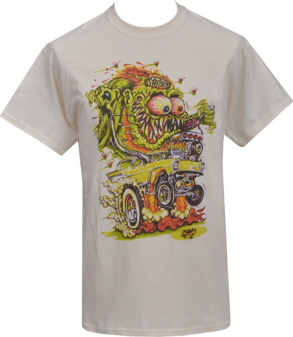 Мужская Кремовая футболка из натуральной ткани johny ACE NOMAD RAT FINK HOTROD CAR KUSTOM KULTURE TEE Shirt
