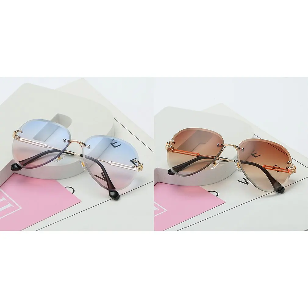 Солнцезащитные очки женские круглые без оправы градиентные линзы Uv400 | Спорт и