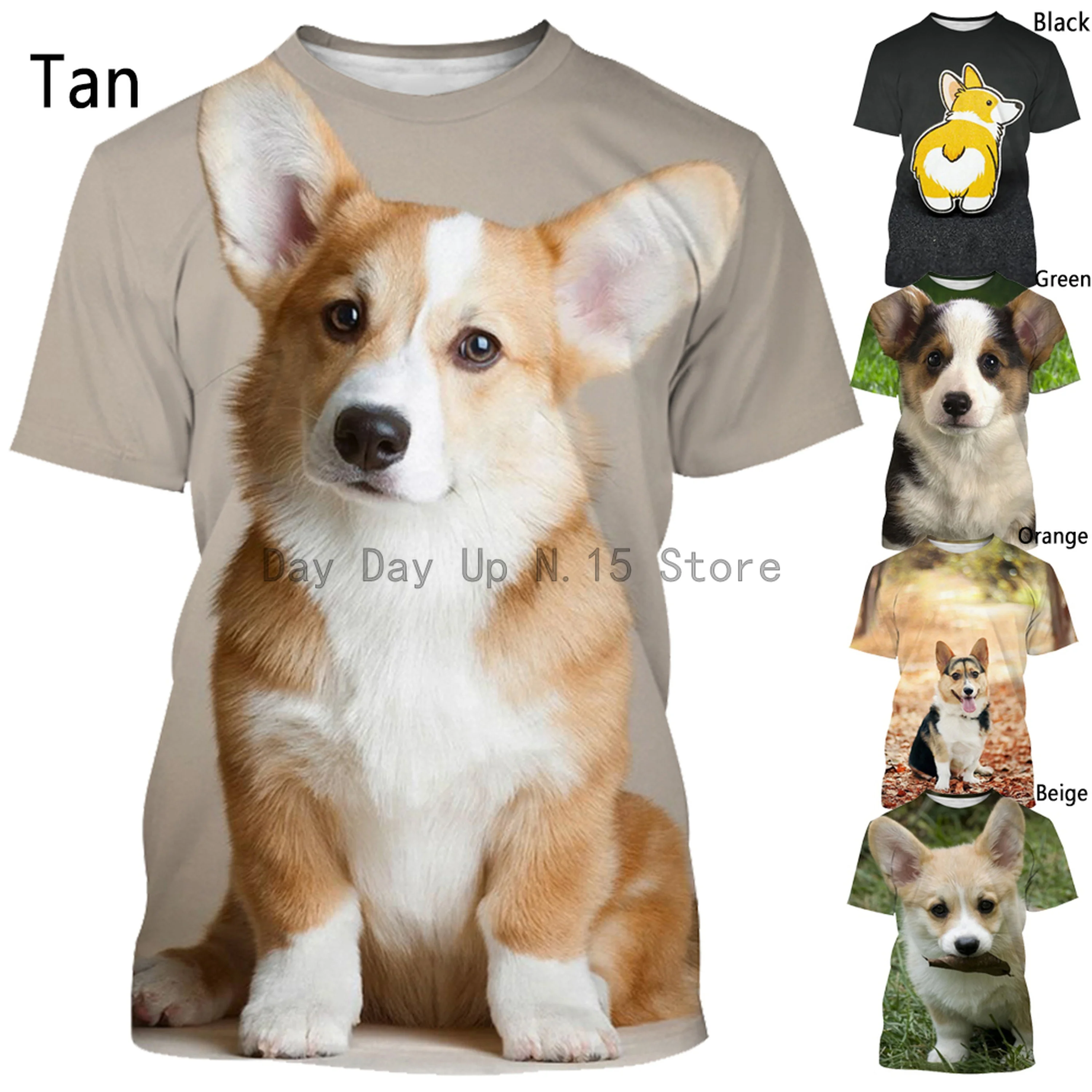 Cute pet Corgi 3D printing T-shirt men's and women's summer casual fashion short-sleeved T-shirt
Cute pet Corgi 3D printing T-shirt men's and women's summer casual fashion short-sleeved T-shirt