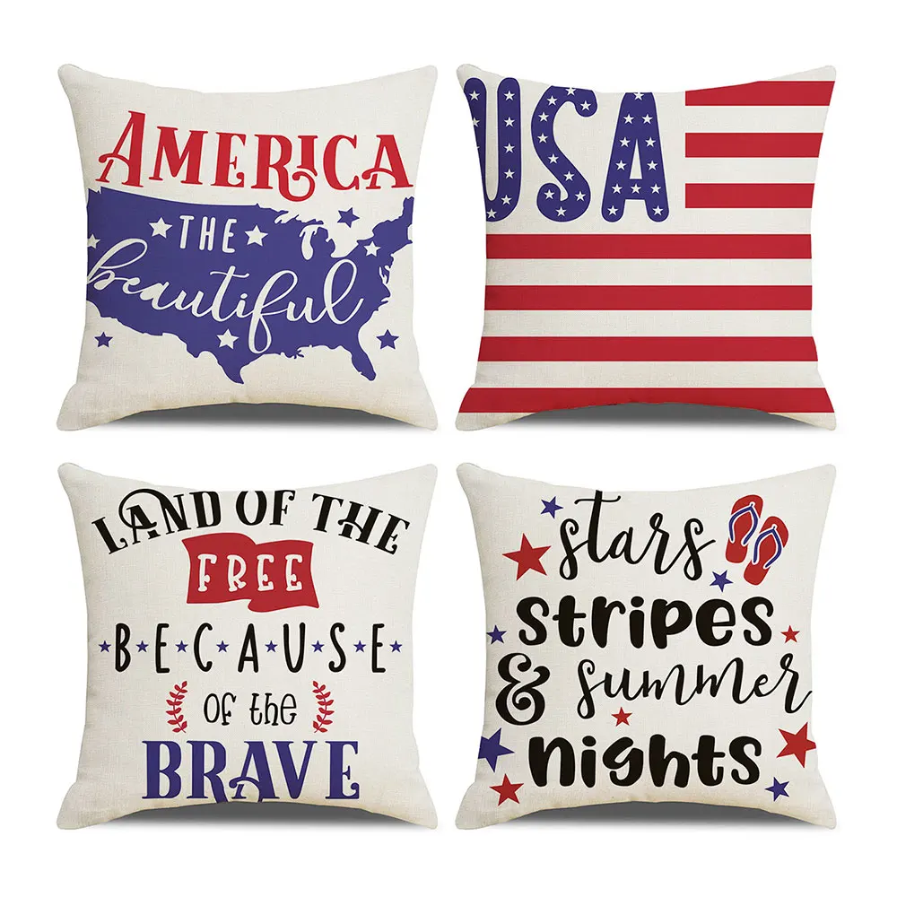 4pcs Pillow Case Letter Printed Cushion Pillowcases for Memorial Day Independence Day Washable Reusable Linen Pillow Covers
4pcs Pillow Case Letter Printed Cushion Pillowcases for Memorial Day Independence Day Washable Reusable Linen Pillow Covers