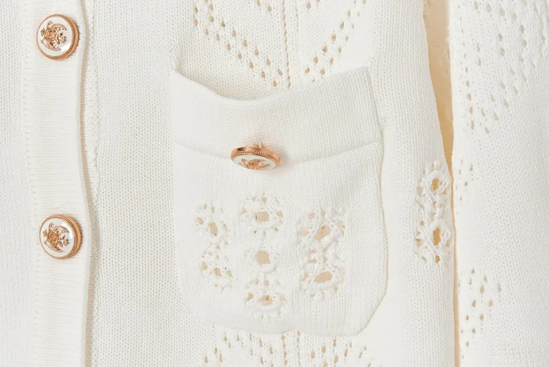 Crochet Hollow Out Cardigans Women Cropped Sweater Coat 2021 High Fashion White Cardigan O-Neck Single Breasted Black Cardigan
Crochet Hollow Out Cardigans Women Cropped Sweater Coat 2021 High Fashion White Cardigan O-Neck Single Breasted Black Cardigan
